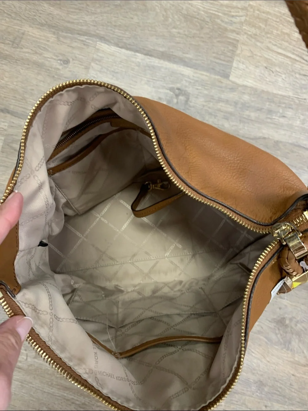 Michael Kors Cognac Leather Shoulder Bag with Braided Handle